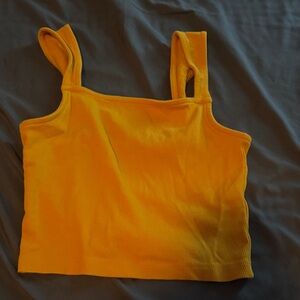 Orange Ribbed Women's Crop Top